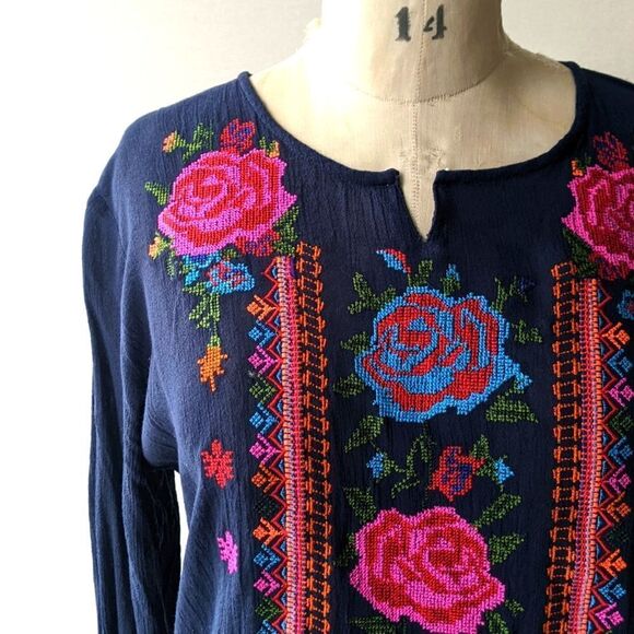 Embroidered Boho Shirt - Swim Coverup - Picture 1 of 5